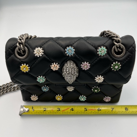 Kurt Geiger London Blk Leather Kensington Crossbody Chain Bag Small Rhinestone - Picture 11 of 13